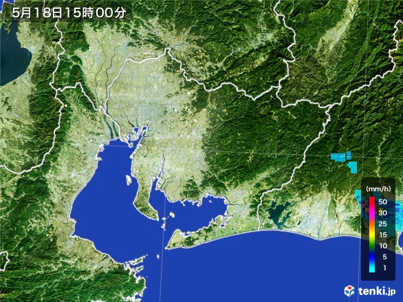 愛知県の雨雲レーダー(2017年05月18日)