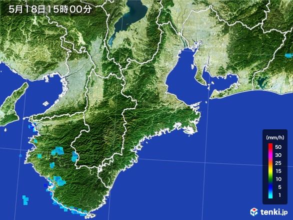 三重県の雨雲レーダー(2017年05月18日)