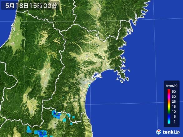 宮城県の雨雲レーダー(2017年05月18日)