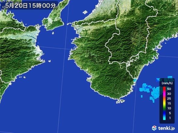 和歌山県の雨雲レーダー(2017年05月20日)