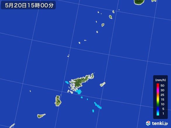 奄美諸島(鹿児島県)の雨雲レーダー(2017年05月20日)
