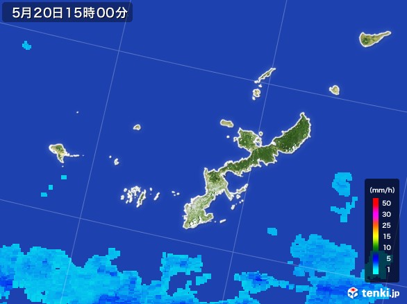 沖縄県の雨雲レーダー(2017年05月20日)