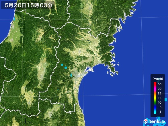 宮城県の雨雲レーダー(2017年05月20日)