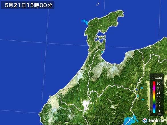 石川県の雨雲レーダー(2017年05月21日)