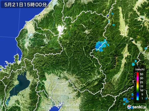岐阜県の雨雲レーダー(2017年05月21日)