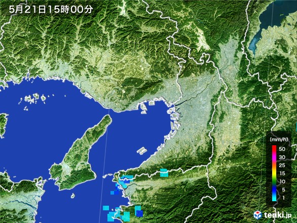 大阪府の雨雲レーダー(2017年05月21日)