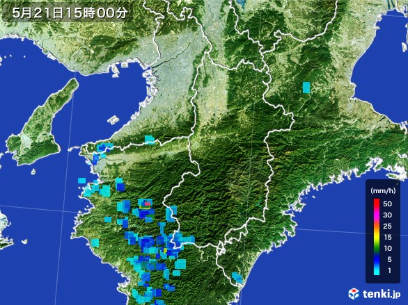 奈良県の雨雲レーダー(2017年05月21日)