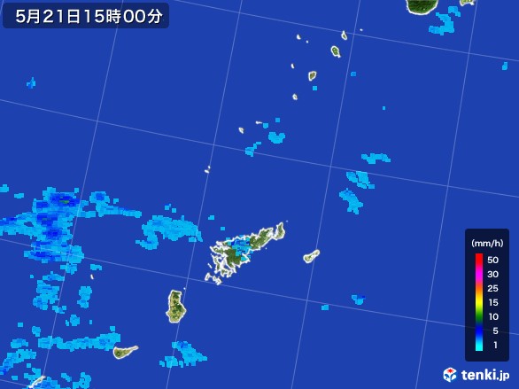 奄美諸島(鹿児島県)の雨雲レーダー(2017年05月21日)