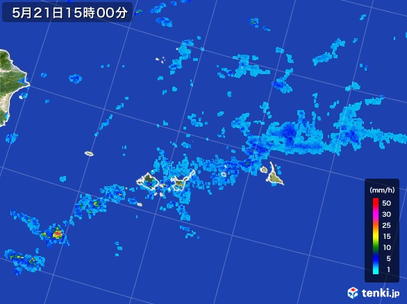 宮古・石垣・与那国(沖縄県)の雨雲レーダー(2017年05月21日)