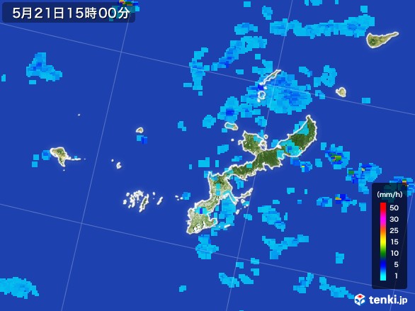 沖縄県の雨雲レーダー(2017年05月21日)