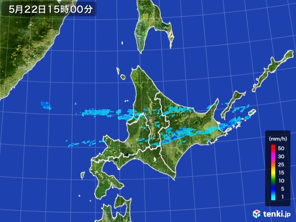 北海道地方の雨雲レーダー(2017年05月22日)