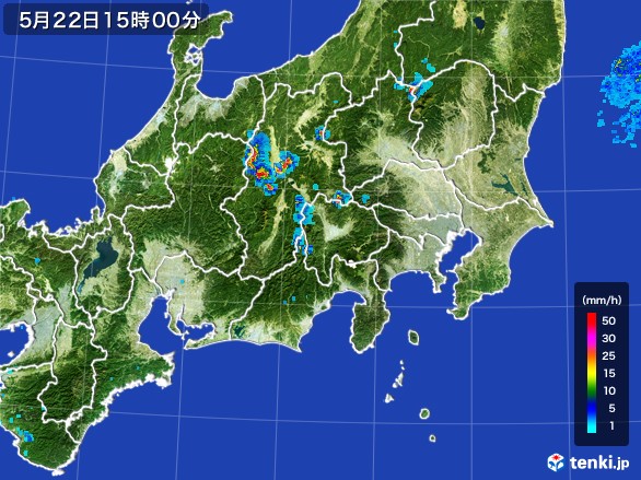 関東・甲信地方の雨雲レーダー(2017年05月22日)