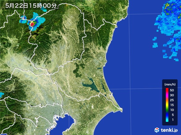 茨城県の雨雲レーダー(2017年05月22日)