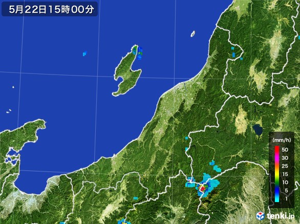 新潟県の雨雲レーダー(2017年05月22日)