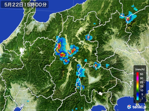 長野県の雨雲レーダー(2017年05月22日)