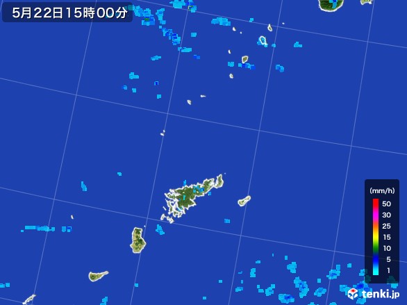 奄美諸島(鹿児島県)の雨雲レーダー(2017年05月22日)