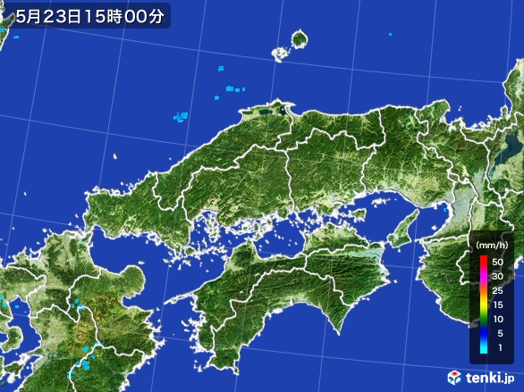 中国地方の雨雲レーダー(2017年05月23日)