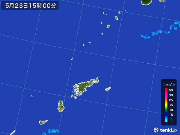 奄美諸島(鹿児島県)の雨雲レーダー(2017年05月23日)