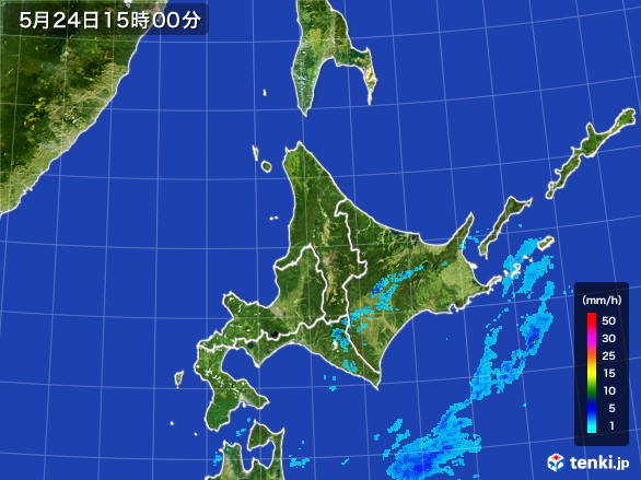 北海道地方の雨雲レーダー(2017年05月24日)