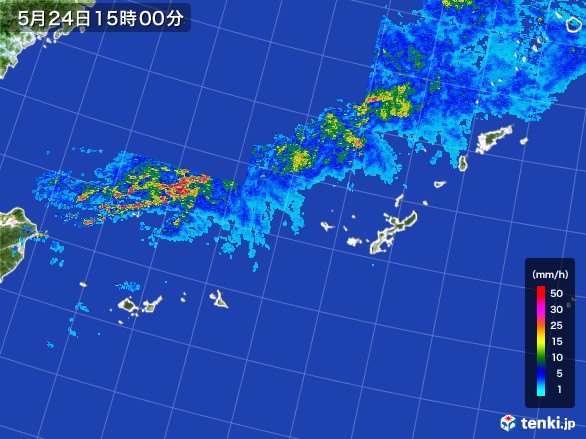 沖縄地方の雨雲レーダー(2017年05月24日)