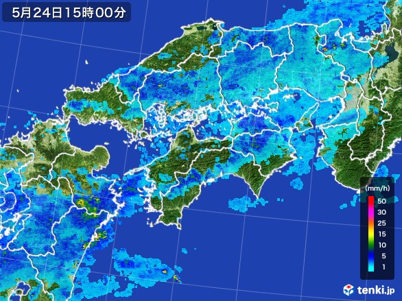 四国地方の雨雲レーダー(2017年05月24日)