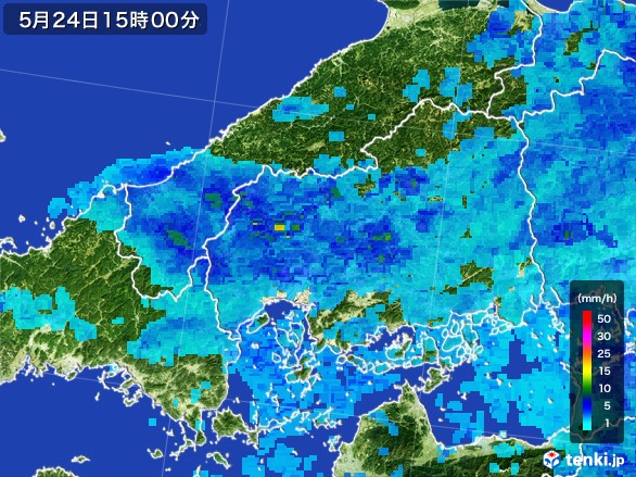 広島県の雨雲レーダー(2017年05月24日)