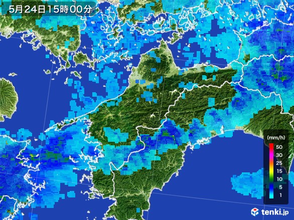 愛媛県の雨雲レーダー(2017年05月24日)