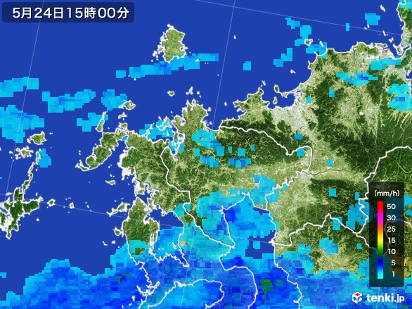 佐賀県の雨雲レーダー(2017年05月24日)
