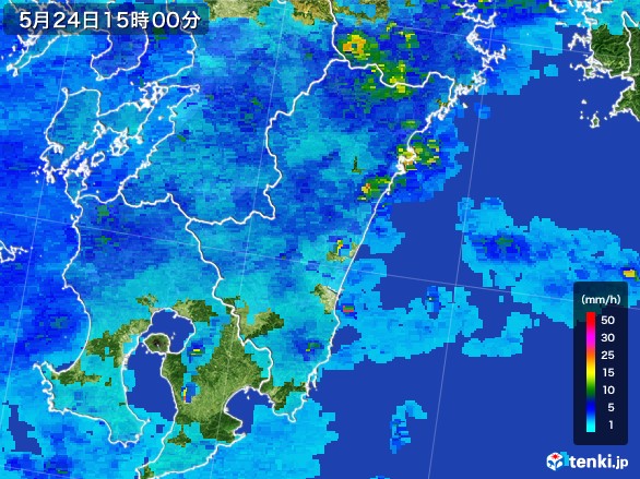宮崎県の雨雲レーダー(2017年05月24日)