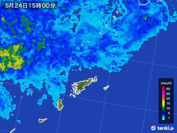 奄美諸島(鹿児島県)の雨雲レーダー(2017年05月24日)