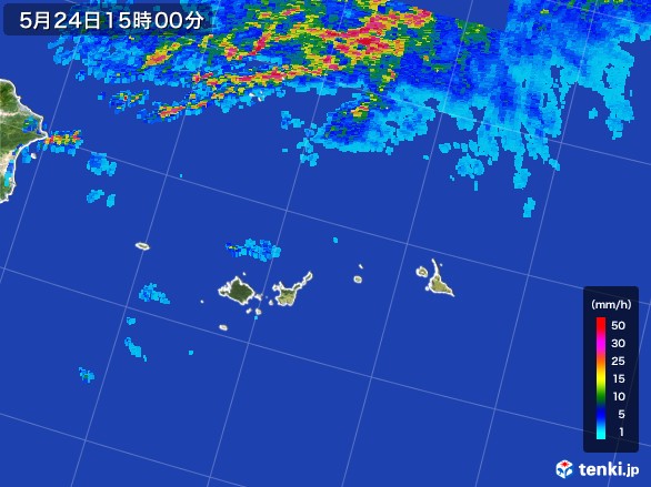 宮古・石垣・与那国(沖縄県)の雨雲レーダー(2017年05月24日)