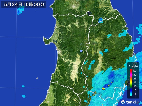 秋田県の雨雲レーダー(2017年05月24日)