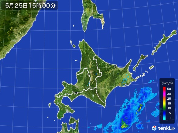 北海道地方の雨雲レーダー(2017年05月25日)