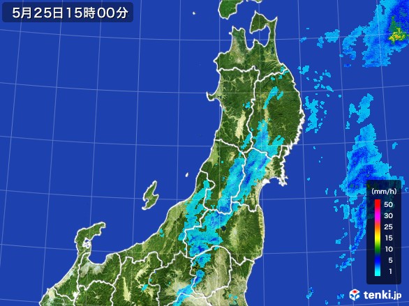 東北地方の雨雲レーダー(2017年05月25日)