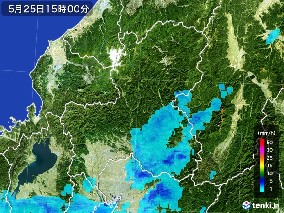 岐阜県の雨雲レーダー(2017年05月25日)