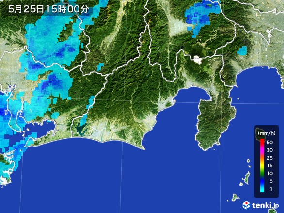 静岡県の雨雲レーダー(2017年05月25日)