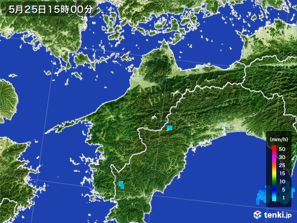 愛媛県の雨雲レーダー(2017年05月25日)