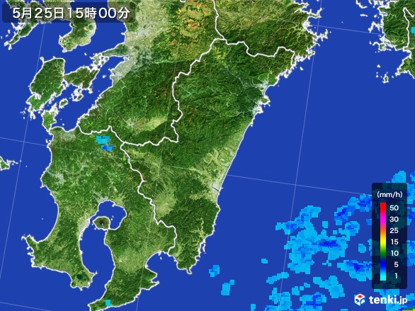 宮崎県の雨雲レーダー(2017年05月25日)