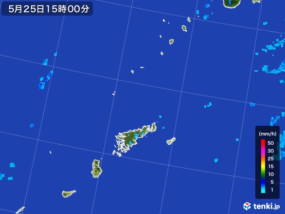 奄美諸島(鹿児島県)の雨雲レーダー(2017年05月25日)
