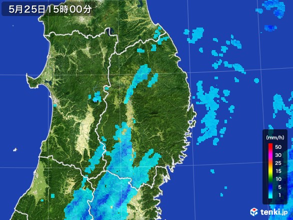 岩手県の雨雲レーダー(2017年05月25日)