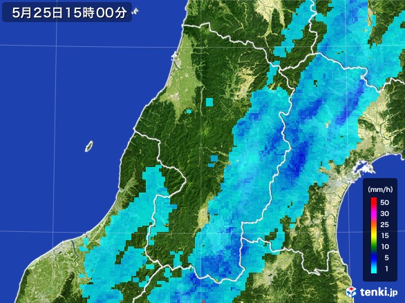 山形県の雨雲レーダー(2017年05月25日)