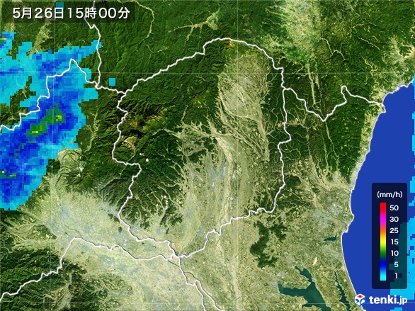 栃木県の雨雲レーダー(2017年05月26日)