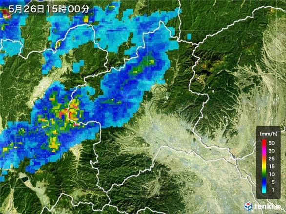 群馬県の雨雲レーダー(2017年05月26日)