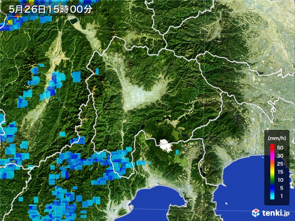 山梨県の雨雲レーダー(2017年05月26日)