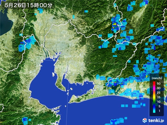 愛知県の雨雲レーダー(2017年05月26日)