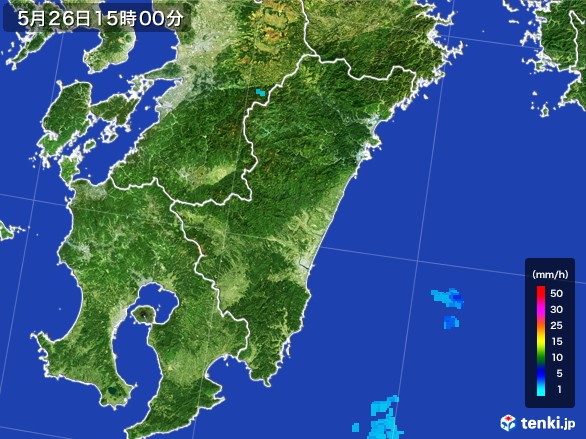 宮崎県の雨雲レーダー(2017年05月26日)