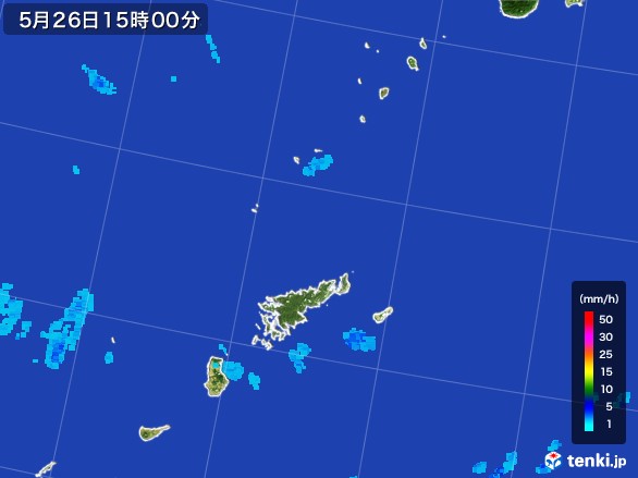 奄美諸島(鹿児島県)の雨雲レーダー(2017年05月26日)