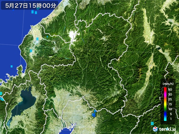 岐阜県の雨雲レーダー(2017年05月27日)