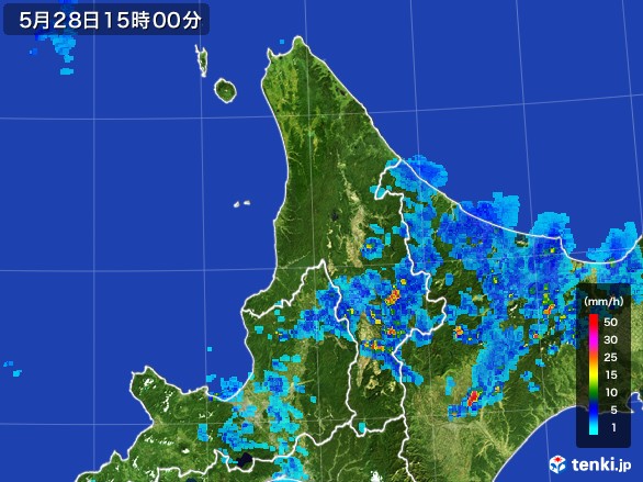 道北の雨雲レーダー(2017年05月28日)