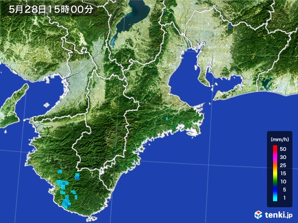 三重県の雨雲レーダー(2017年05月28日)